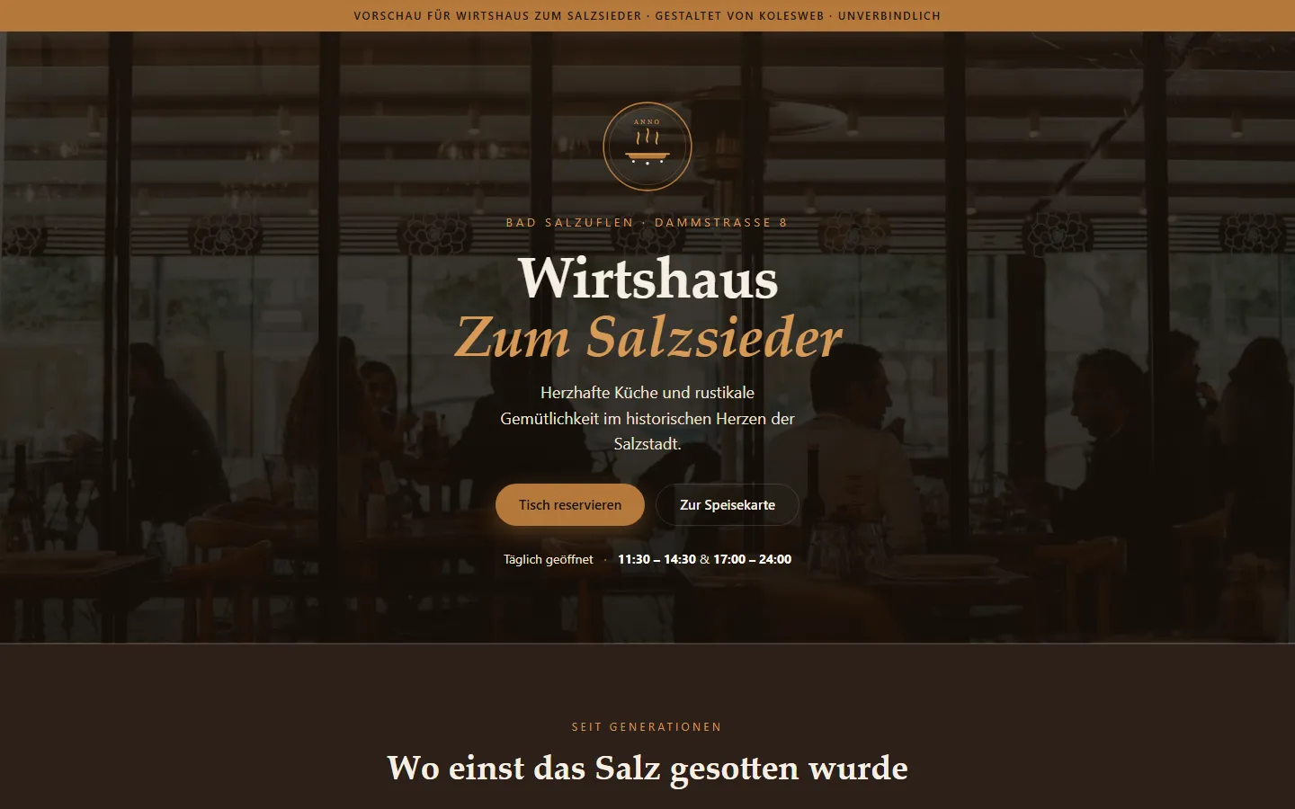 Konzept für ein Wirtshaus in Bad Salzuflen, gestaltet von Kolesweb